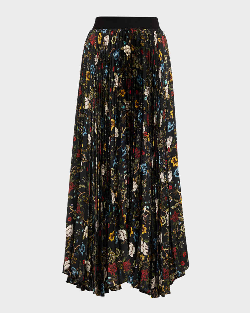 Tapestry Trails Katz Asymmetric Pleated Maxi Skirt